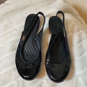 Privo Women’s 8.5 Black Laser Cut Slingback Sandals Fall Casual Spring Summer
